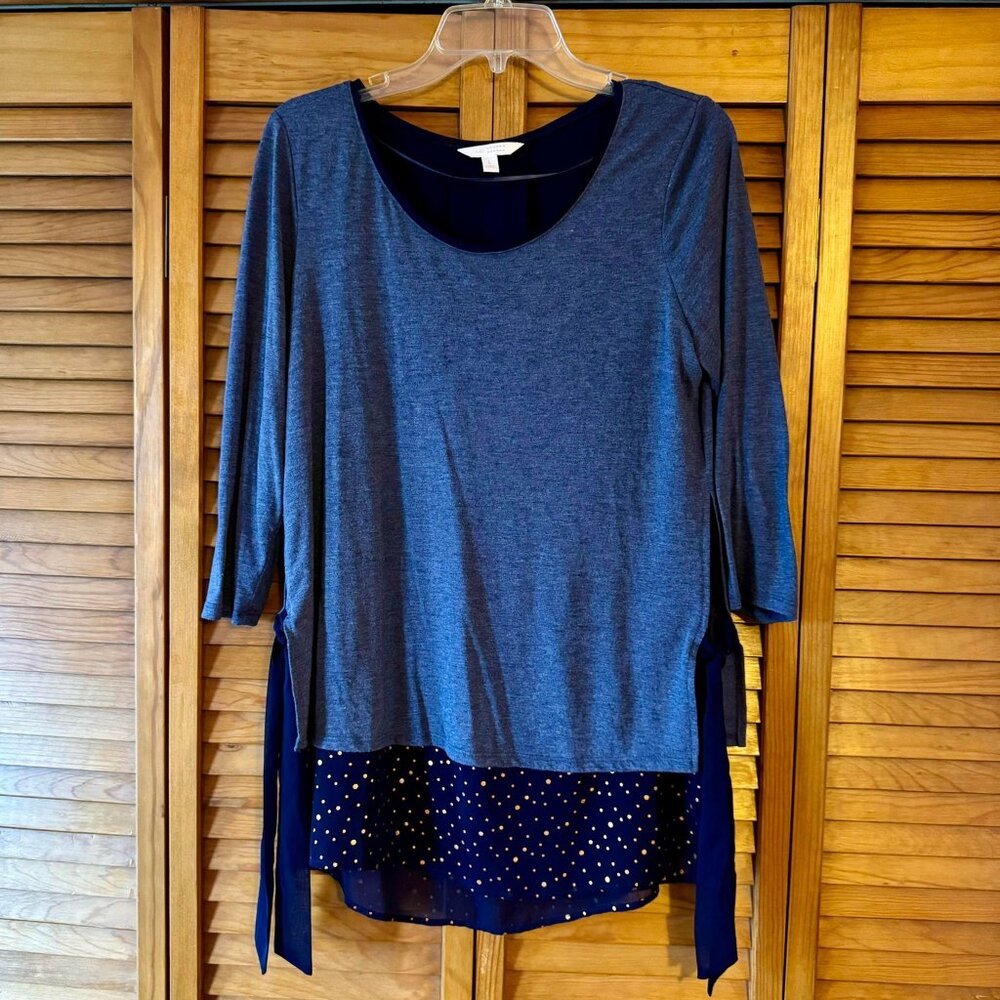 Lauren Conrad Polka Dot Layered Long Sleeve Size L